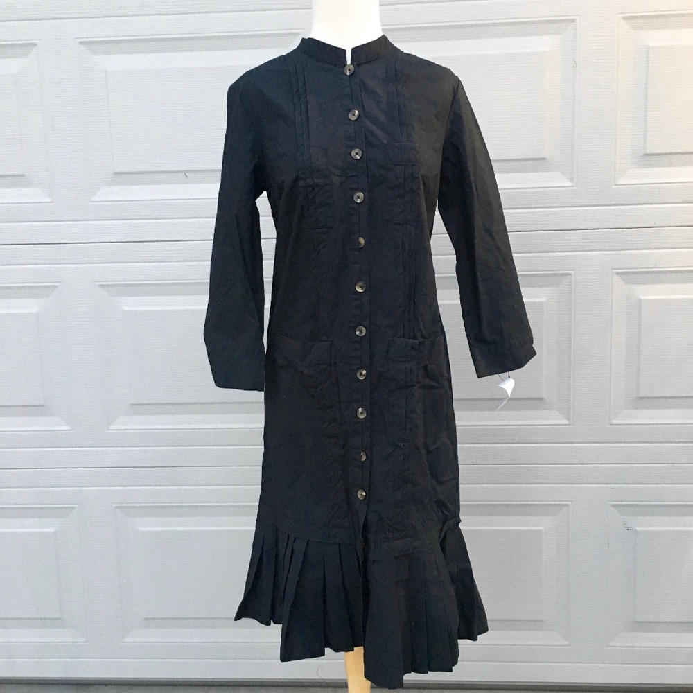 THAKOON for Target Black Shirt Dress Long Sleeve Pleated Maxi Dress Sz 9 NWT
